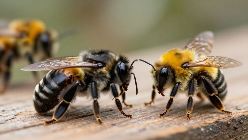 Carpenter bee and bumble bee comparison